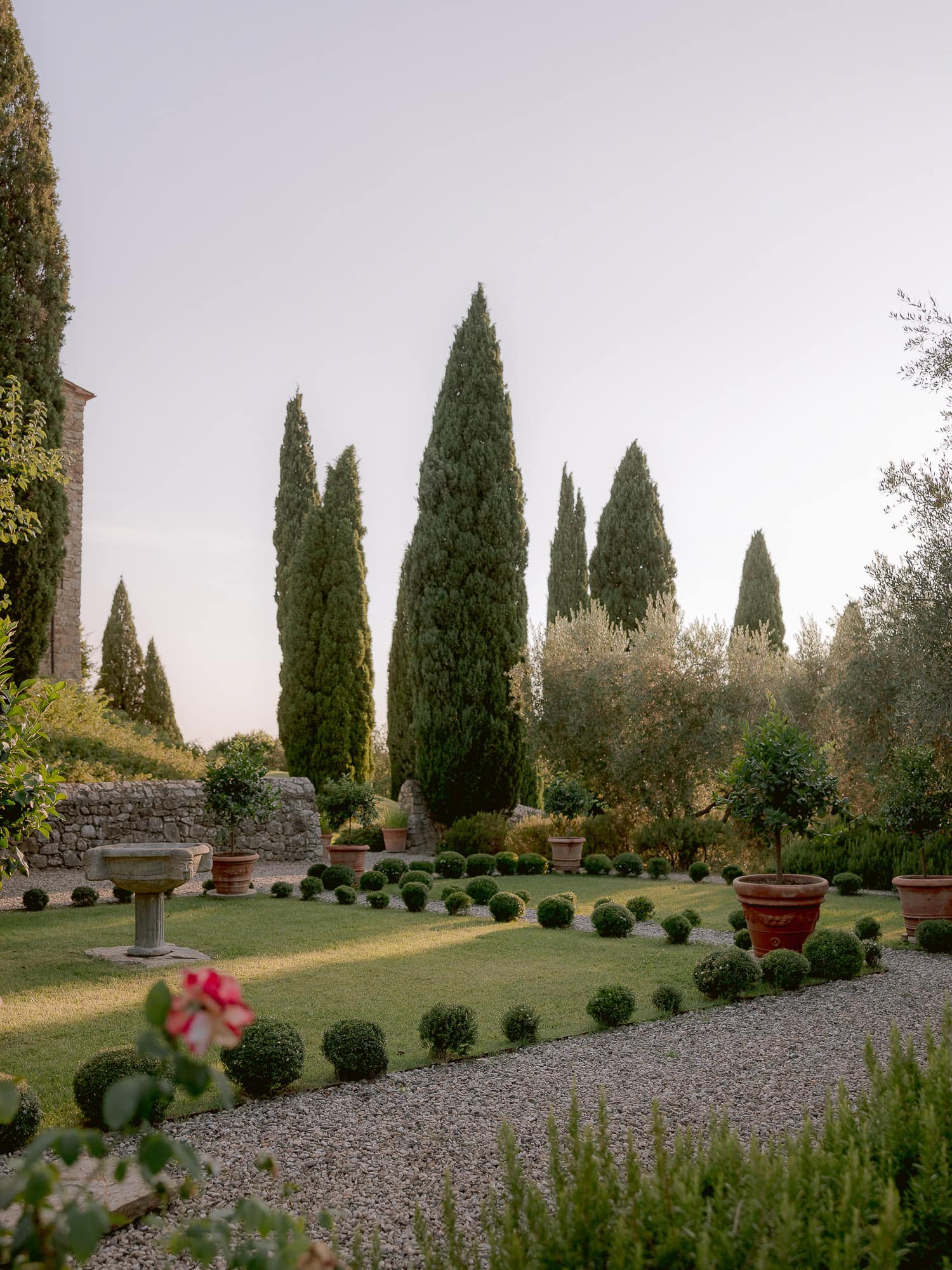 the grounds at castello di Vicarello in tuscany