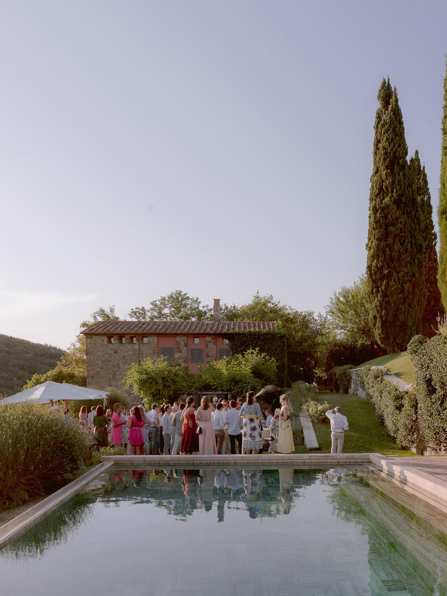 poolside party in tuscany