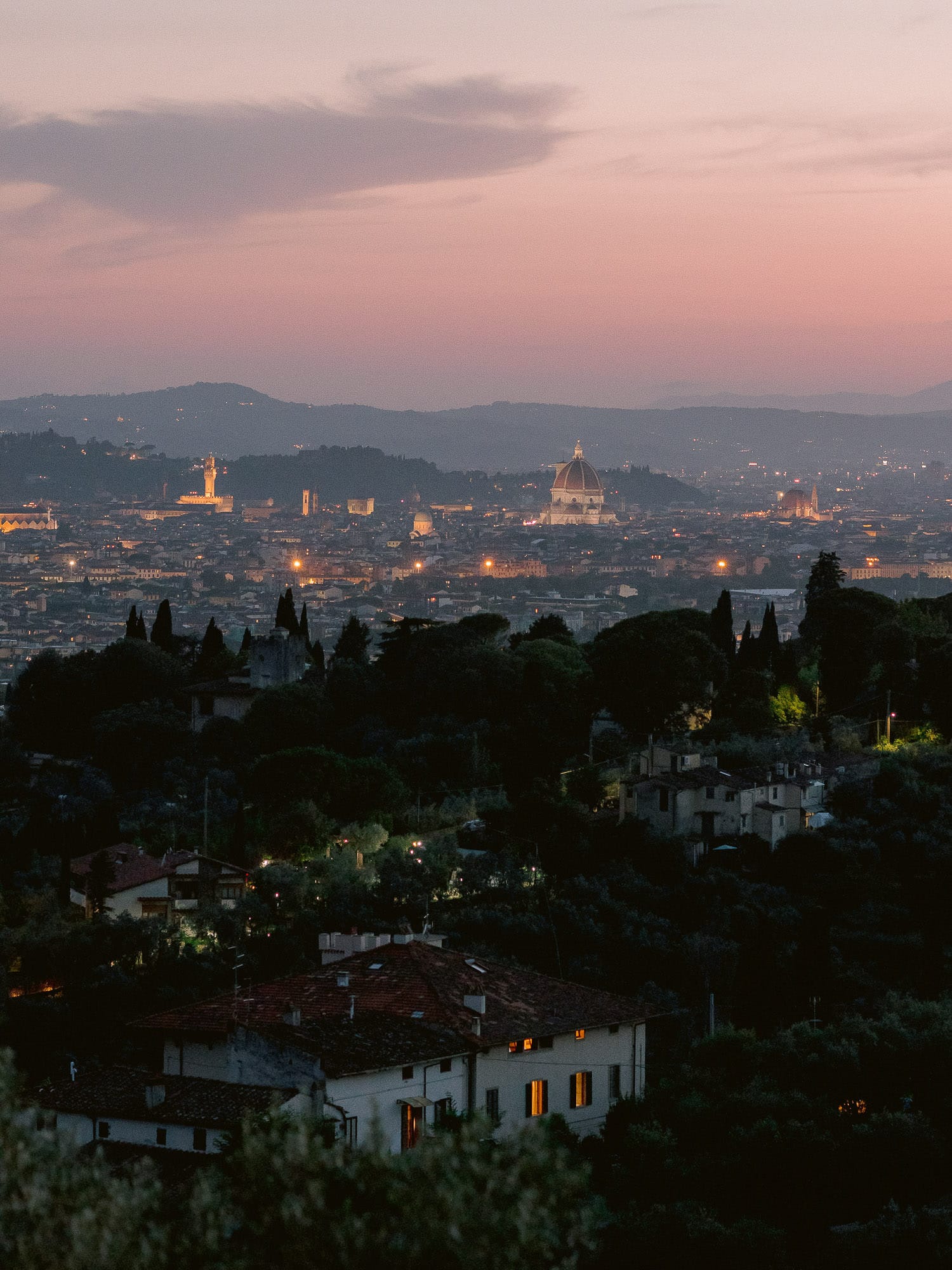 long shot of Florence at dusk